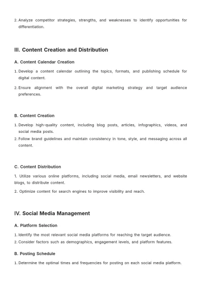 Free Digital Marketing SOP Template to Edit Online