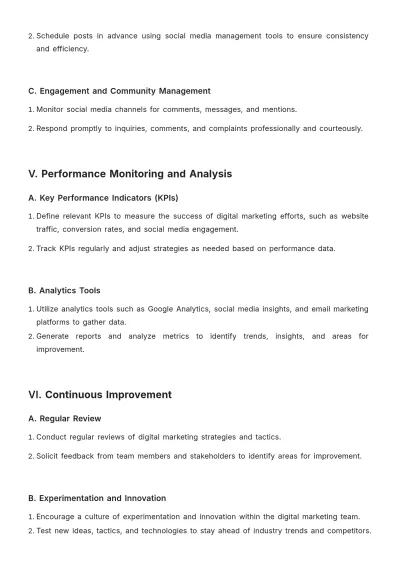 Free Digital Marketing SOP Template to Edit Online