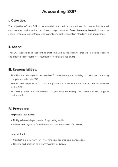 Free Accounting SOP Template to Edit Online