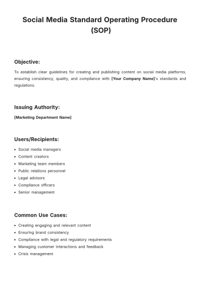 Free Social Media SOP Template to Edit Online