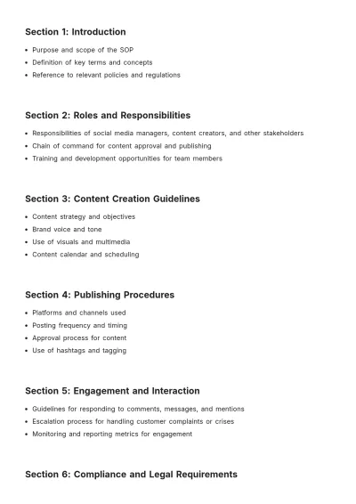 Free Social Media SOP Template to Edit Online