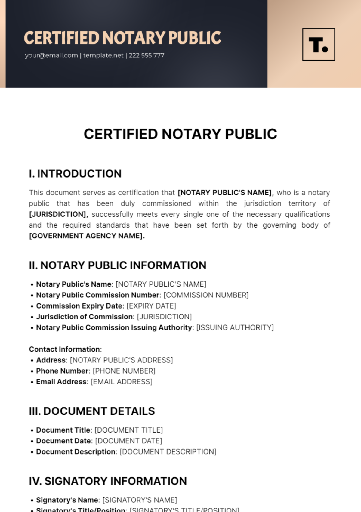 Certified Notary Public Template