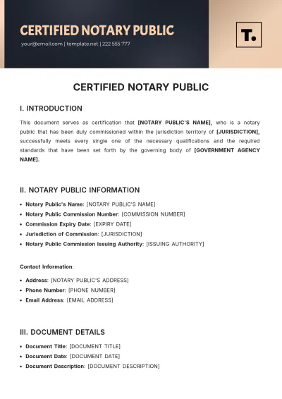 Free Certified Notary Public Template to Edit Online