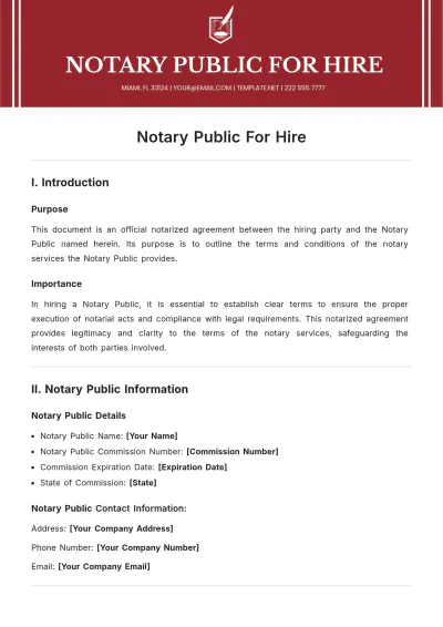 Free Notary Public For Hire Template to Edit Online