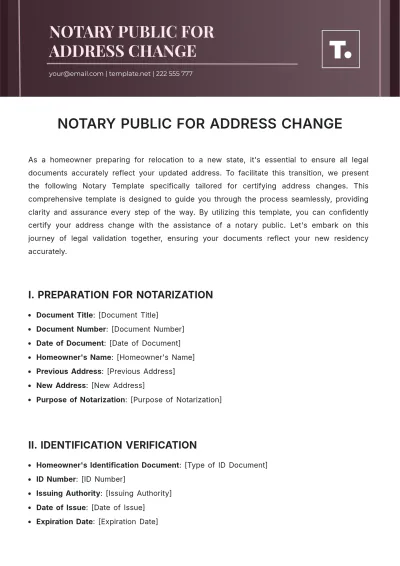 Free Notary Public For Address Change Template to Edit Online