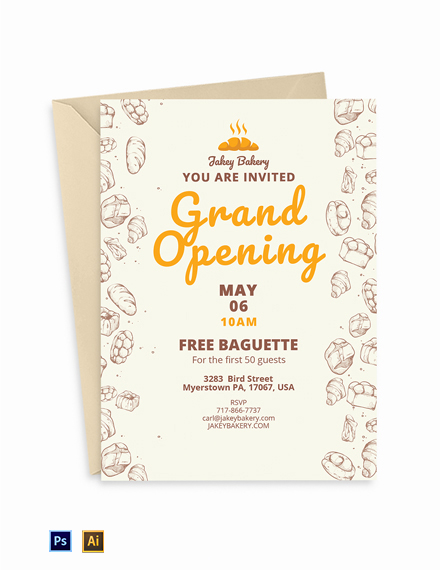 Free Bakery Opening Invitation Template Illustrator Psd Template Net