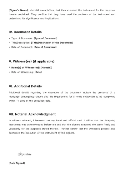 Free Notarial Certificate Acknowledgment Template to Edit Online