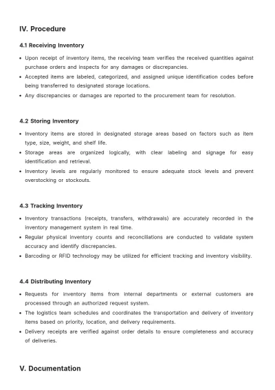 Free Inventory Management SOP Template to Edit Online