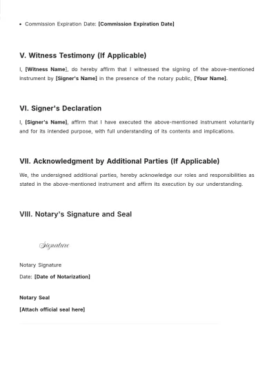 Free Notary Acknowledgement Of Instrument Template to Edit Online