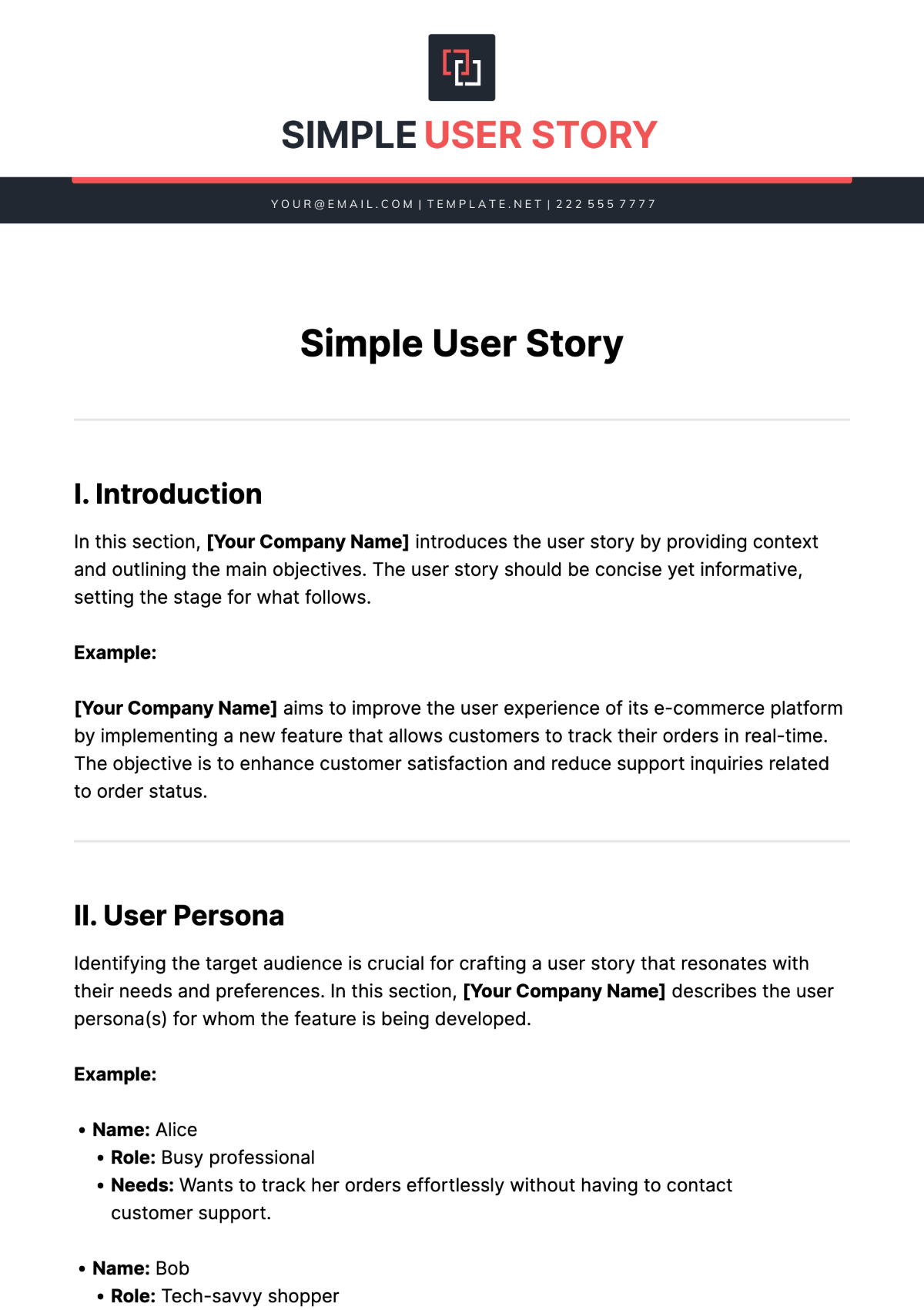 Simple User Story Template