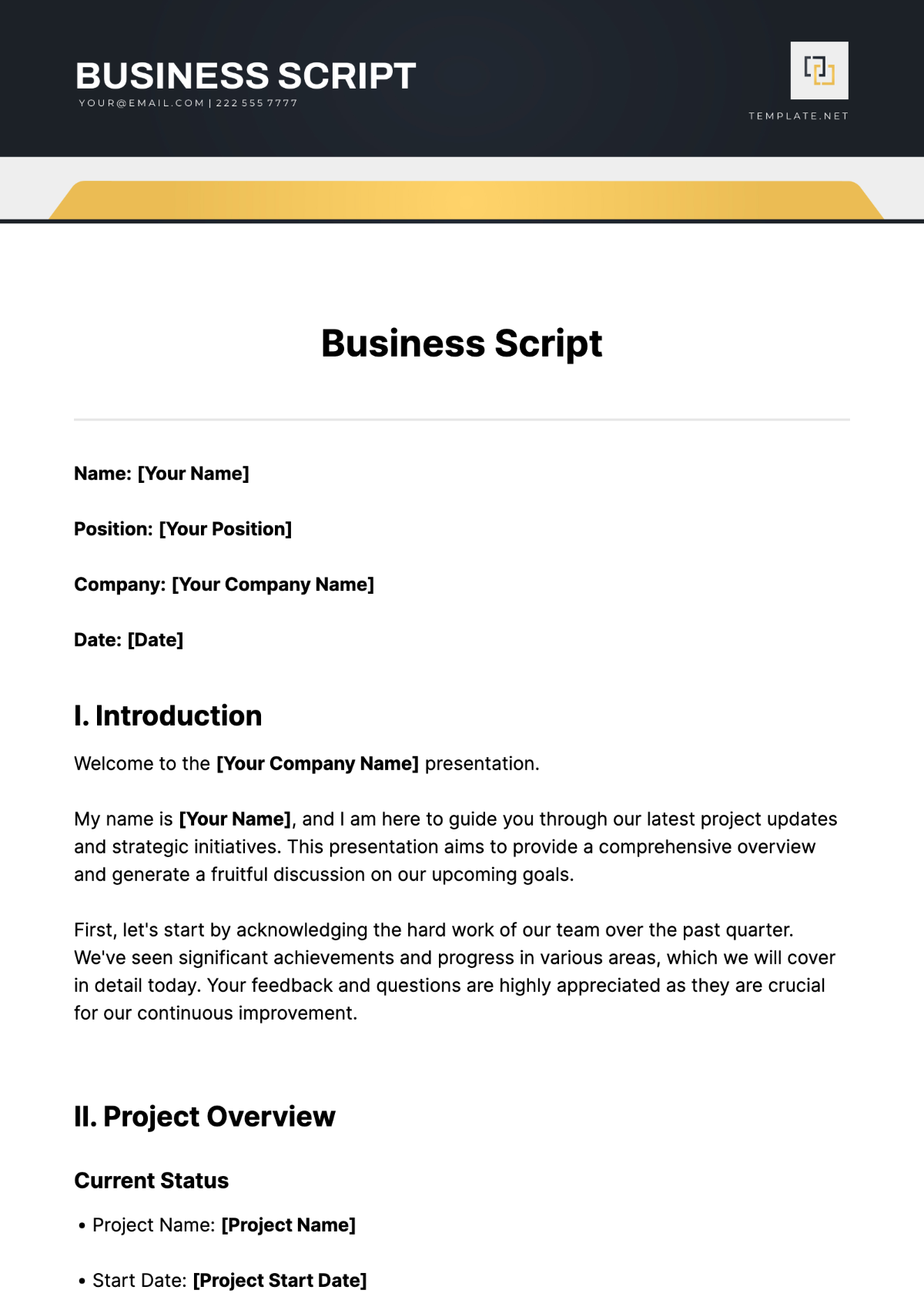 Business Script Template