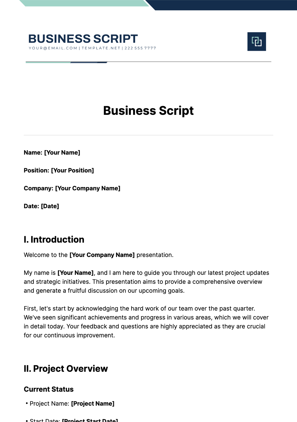Business Script Template