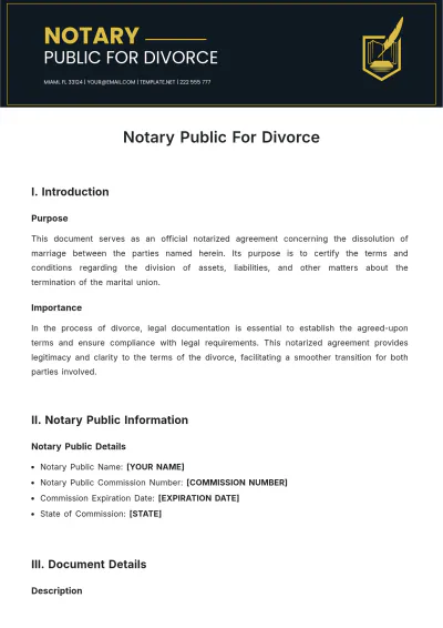 Free Notary Public For Divorce Template to Edit Online