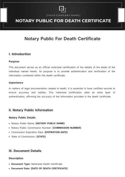 Free Notary Public For Death Certificate Template to Edit Online