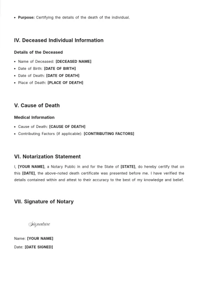 Free Notary Public For Death Certificate Template to Edit Online