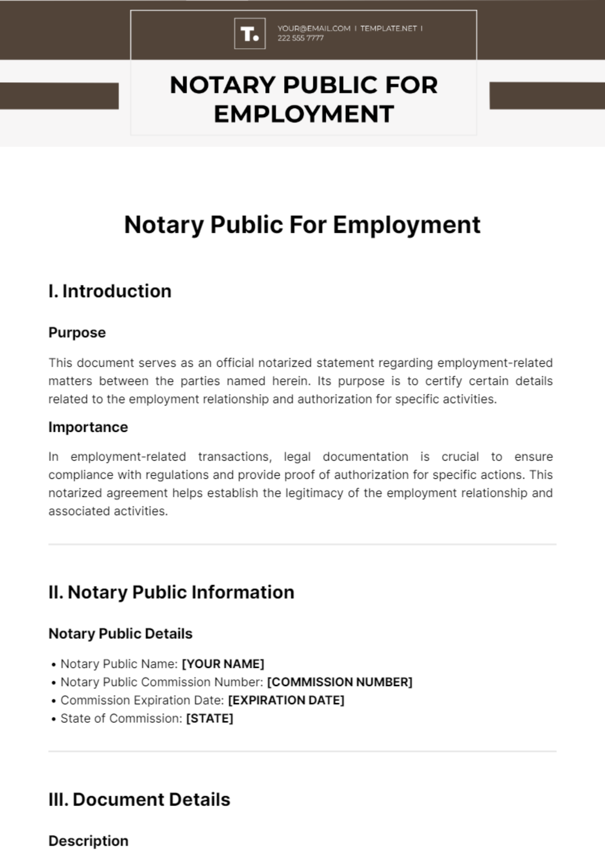 Notary Public For Employment Template