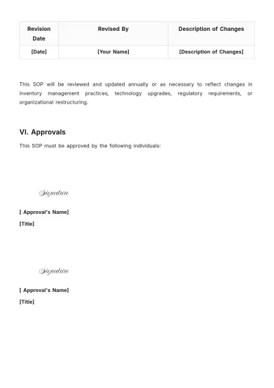Free Inventory Intake SOP Template to Edit Online