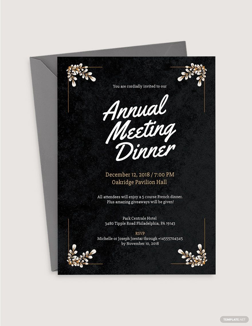free formal meeting dinner invitation template - word, illustrator