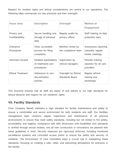 Free Nursing Home Accreditation Compliance Plan Template to Edit Online