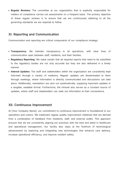 Free Nursing Home Accreditation Compliance Plan Template to Edit Online