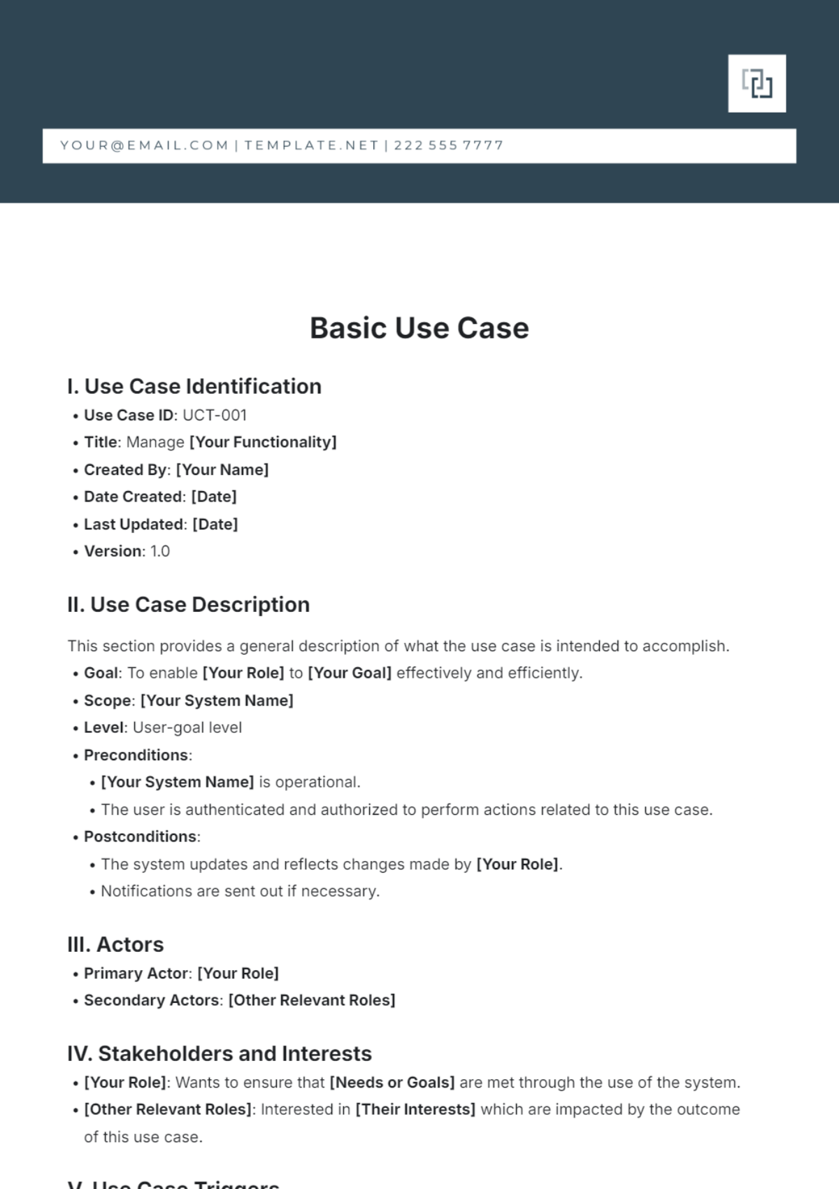 Basic Use Case Outline Template - Edit Online & Download