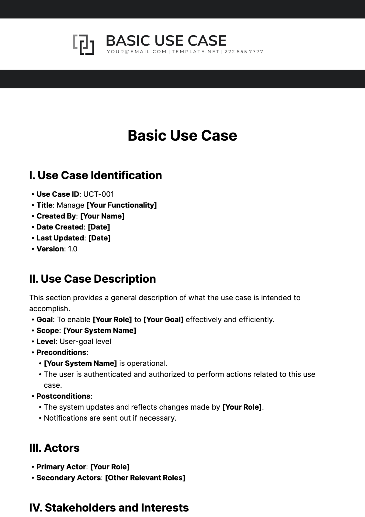 Basic Use Case Template
