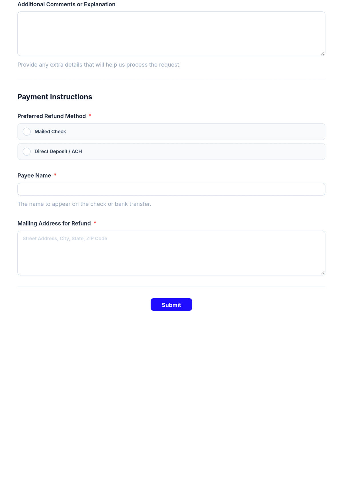 Free Nursing Home Refund Request Form Template & AI Maker