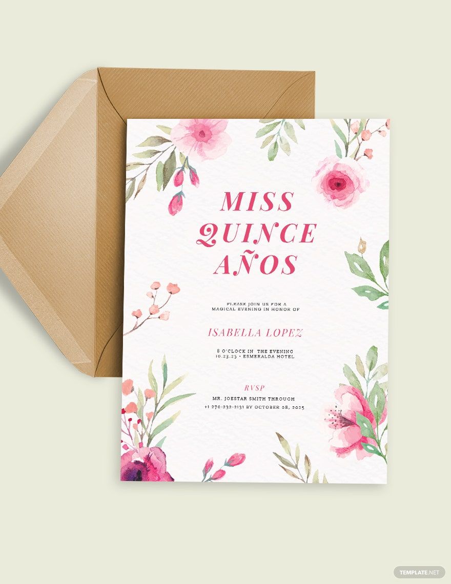 Free Floral Quinceanera Invitation Template