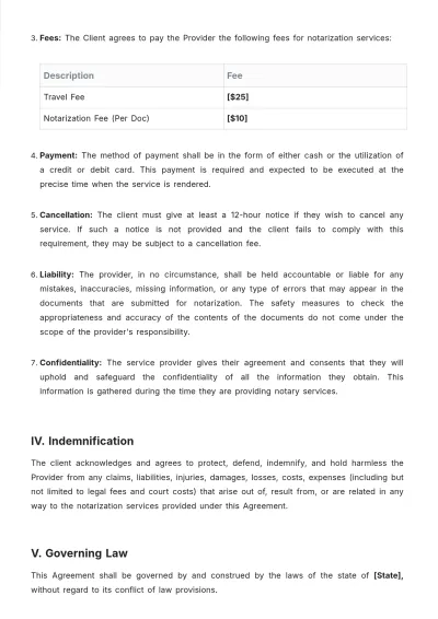 Free Agreement With Mobile Notary Service Template to Edit Online