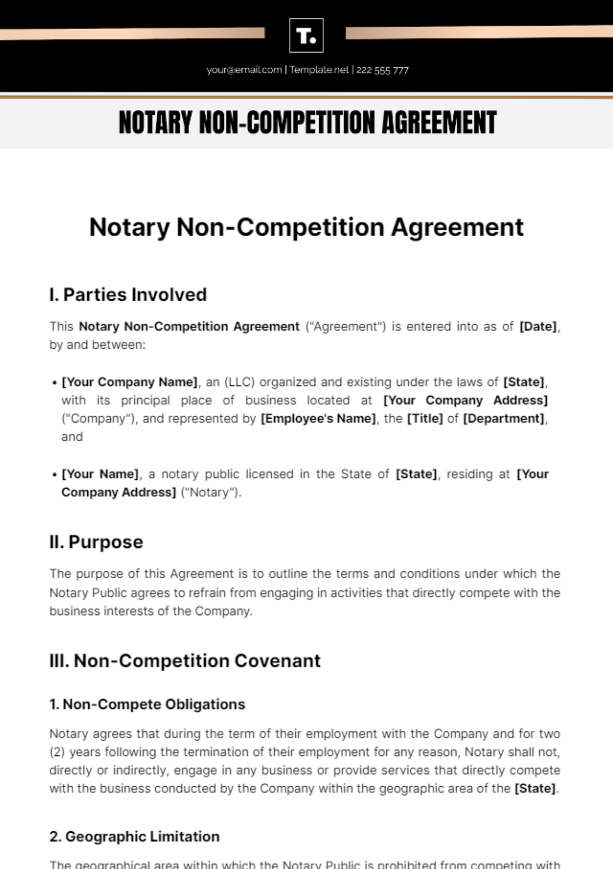 Notary Non-Competition Agreement Template