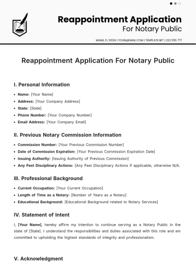 Free Reappointment Application For Notary Public Template to Edit Online
