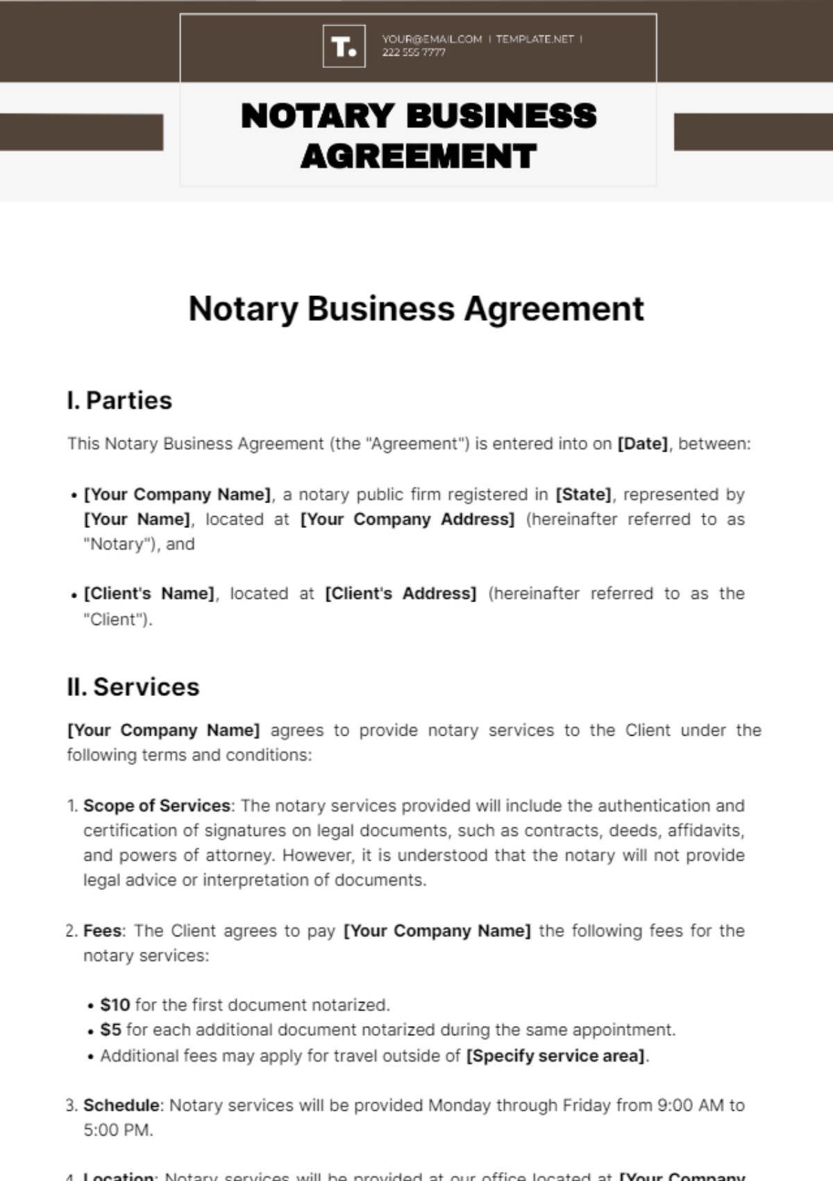 Free Notary Business Agreement Template