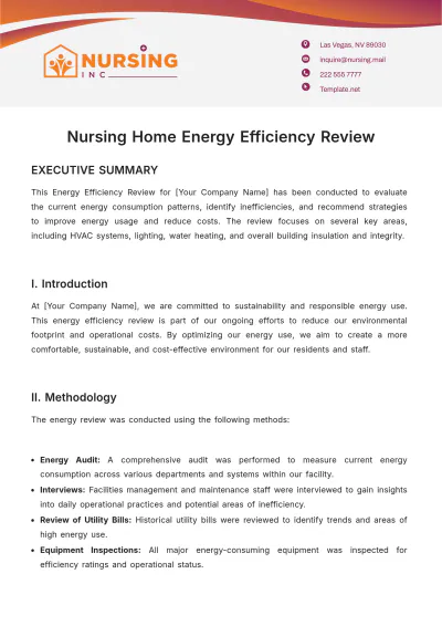 Free Nursing Home Energy Efficiency Review Template to Edit Online