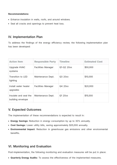 Free Nursing Home Energy Efficiency Review Template to Edit Online