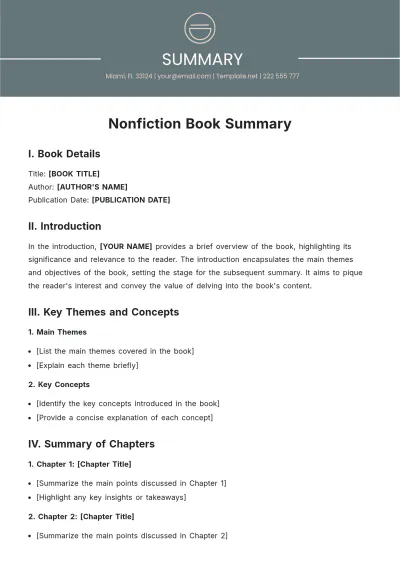 Free Nonfiction Book Summary Template to Edit Online