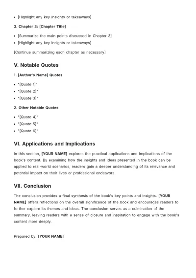 Free Nonfiction Book Summary Template to Edit Online