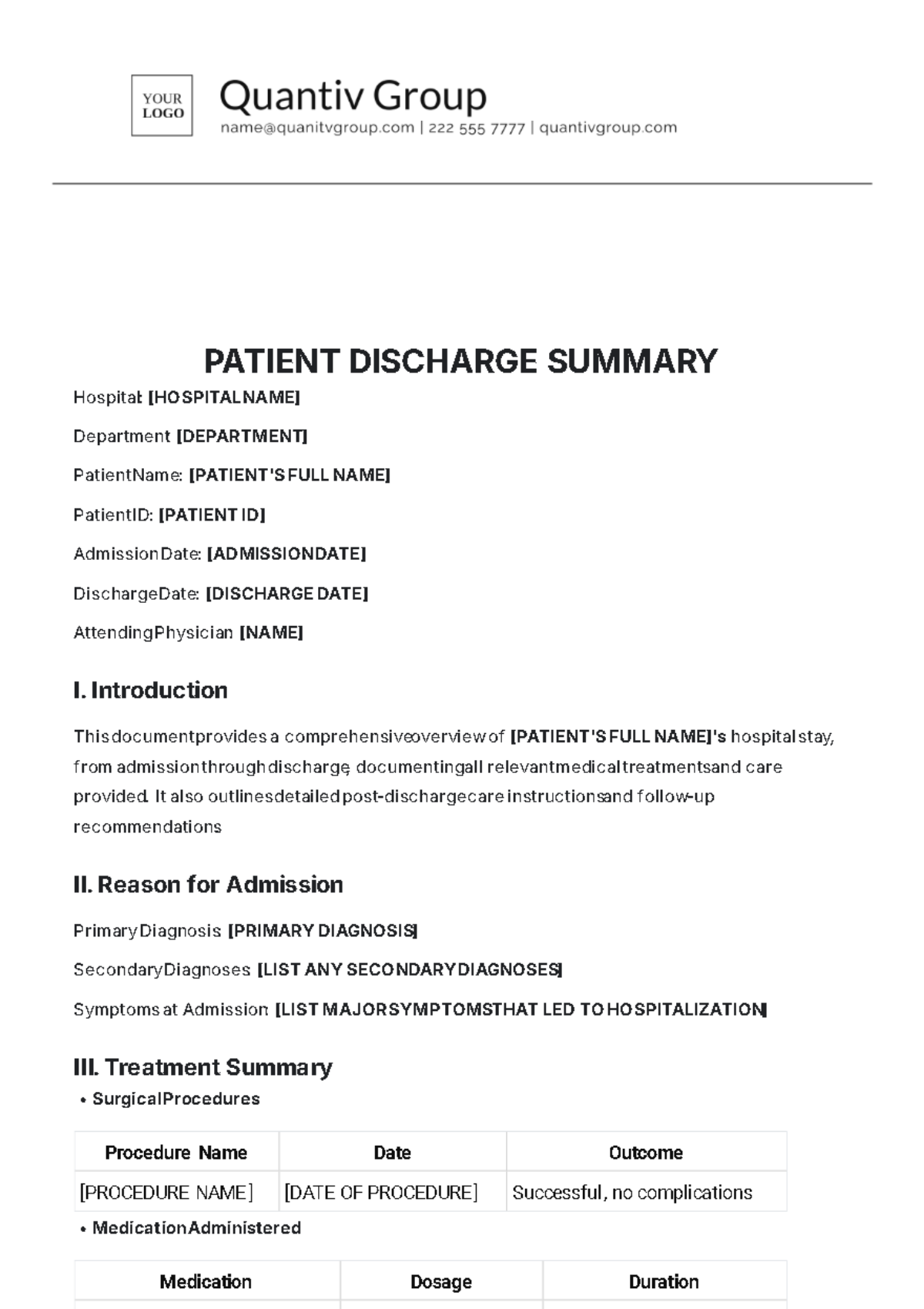 Patient Discharge Summary Template - Edit Online & Download