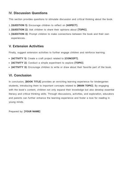 Free Nonfiction Book Summary for Kindergarten Template to Edit Online