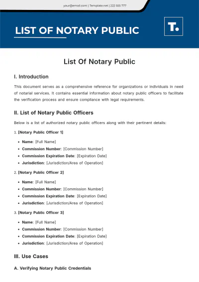 Free List Of Notary Public Template to Edit Online