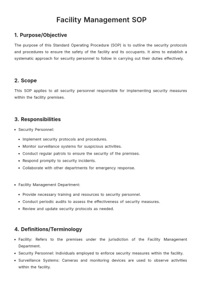 Free Facility Management SOP Template to Edit Online