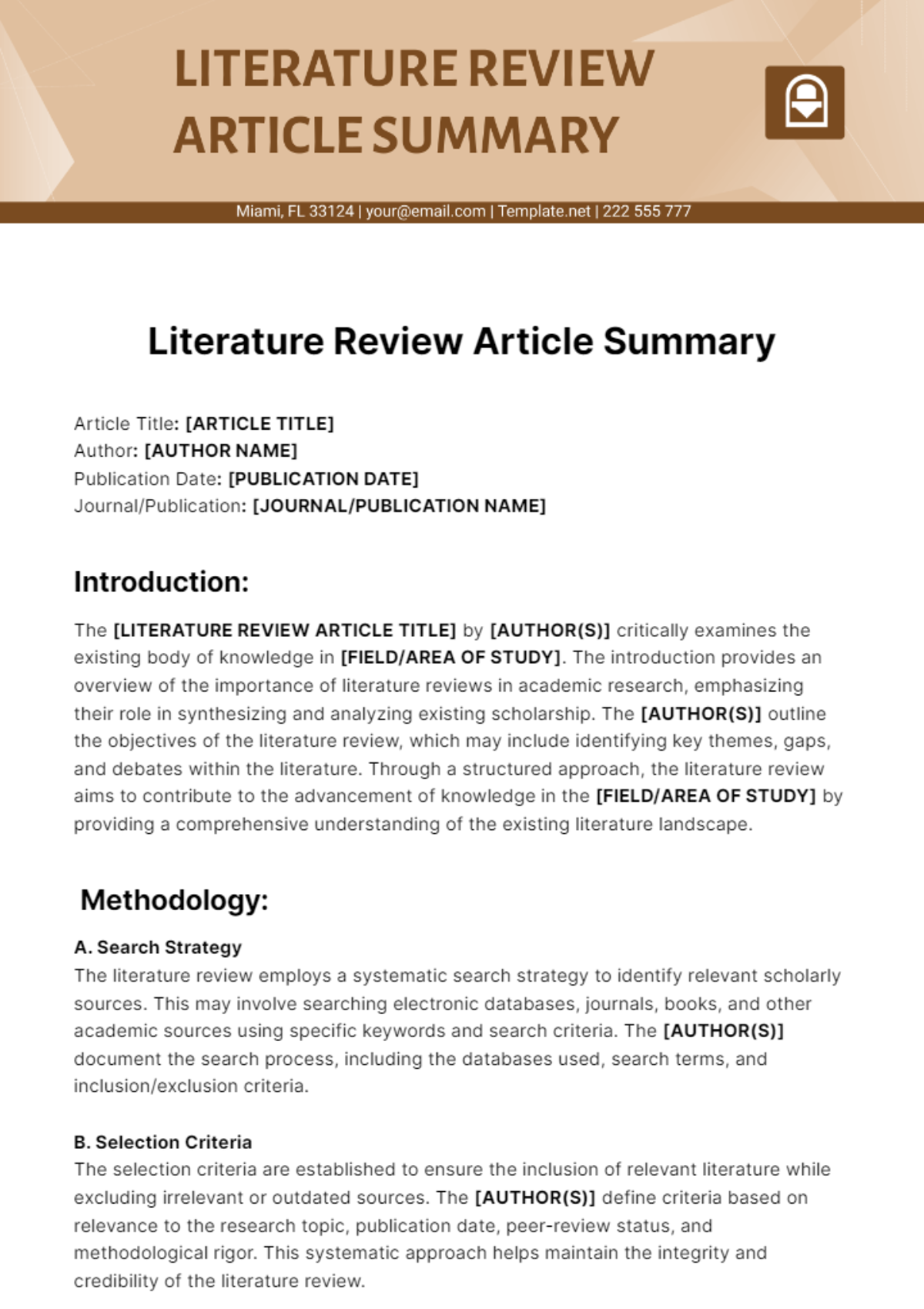Literature Review Article Summary