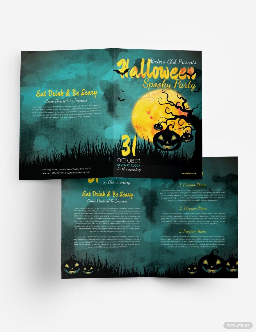 Halloween Bi-Fold Brochure Template in Word, Google Docs, PSD, Apple Pages, Publisher