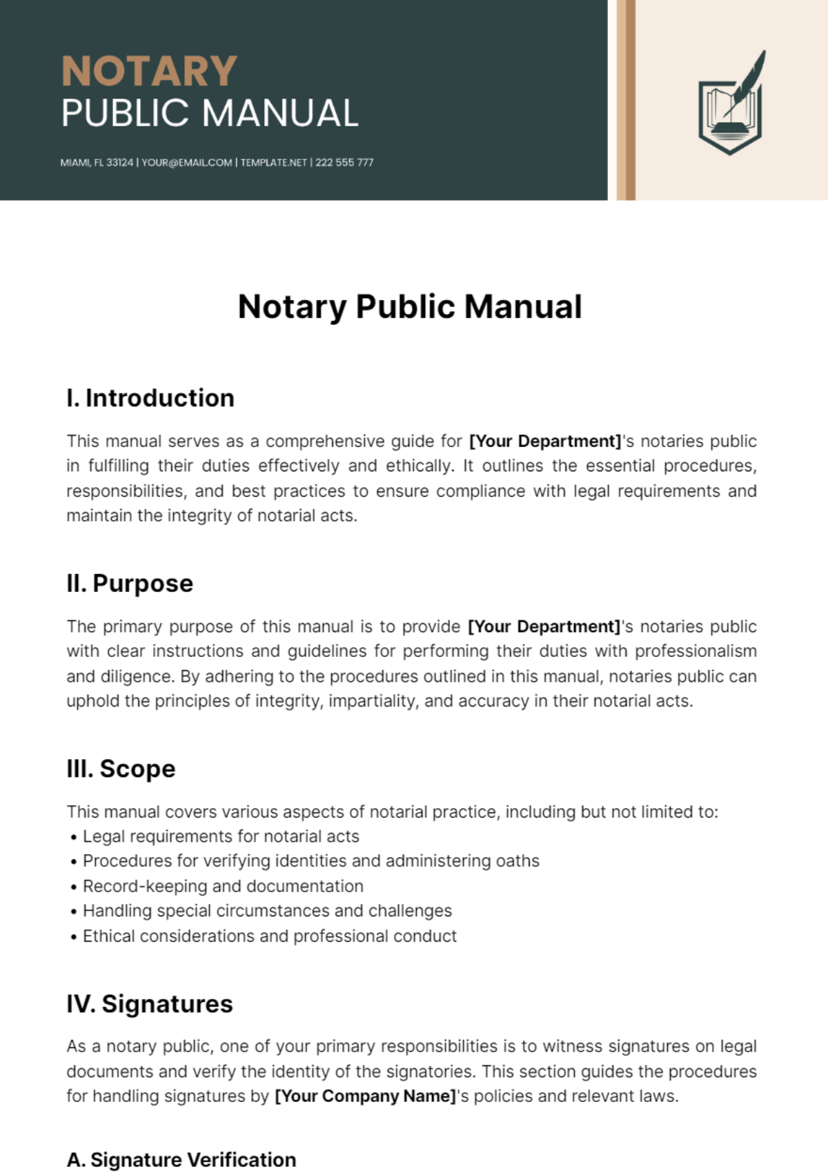Free Notary Public Manual Template