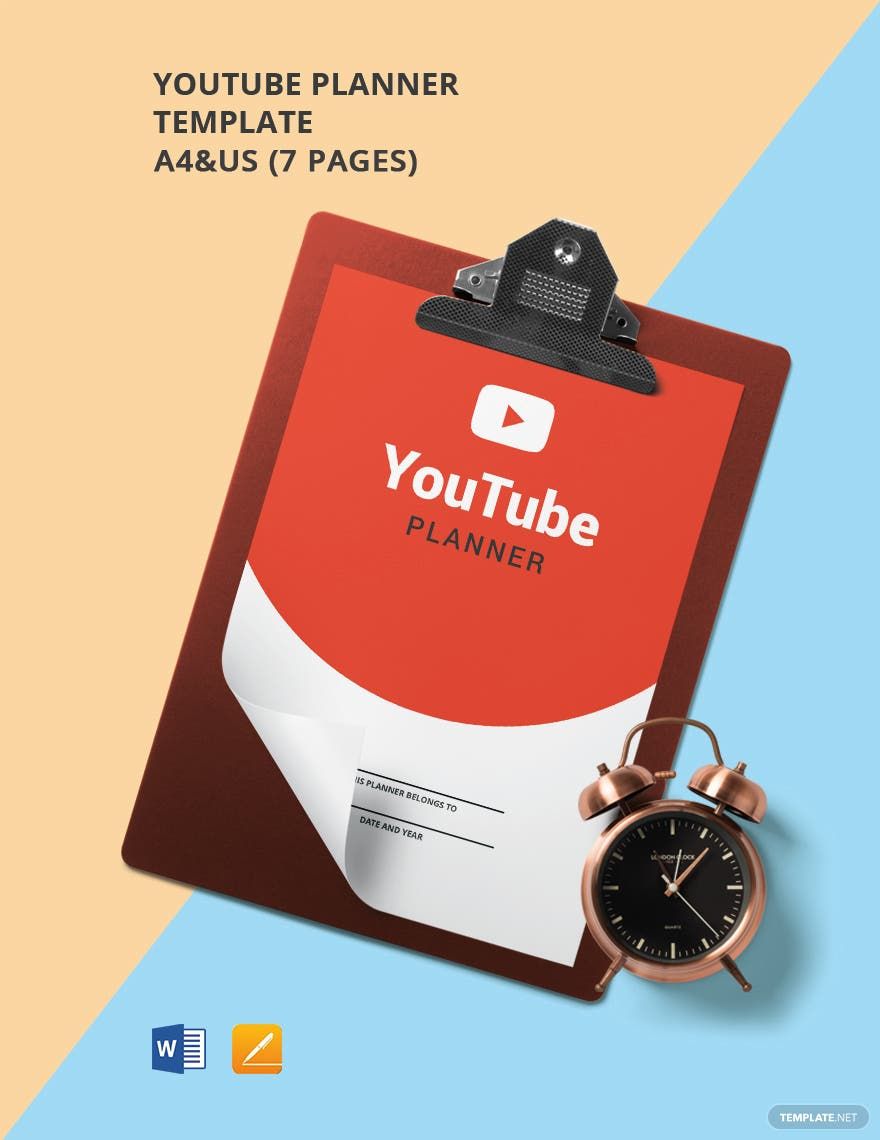 Youtube Planner Template in Word, Google Docs, PDF, Apple Pages