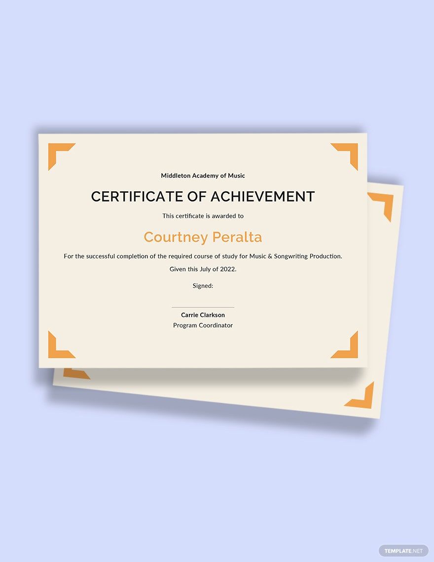 Music Achievement Certificate Template