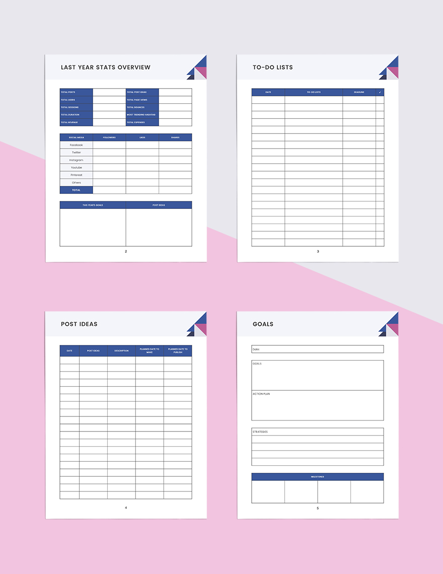 Yearly Social Media Planner Template