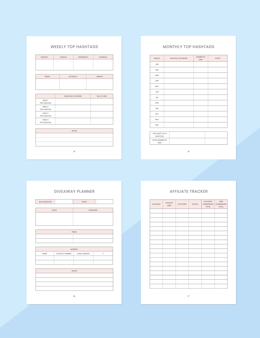 Monthly Social Media Planner Template