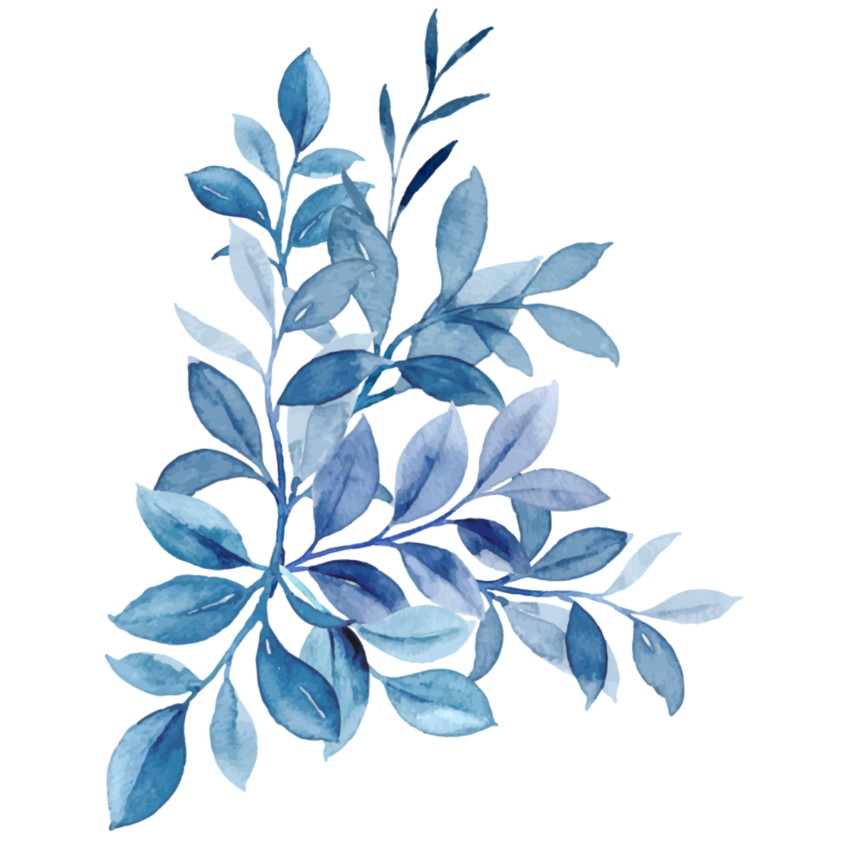 Blue Watercolor Leaves