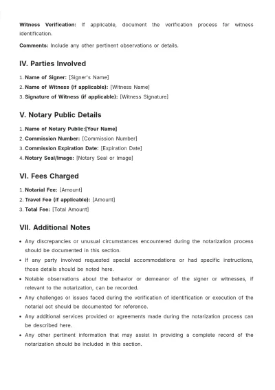 Free Notary Journal for Public Records Template to Edit Online