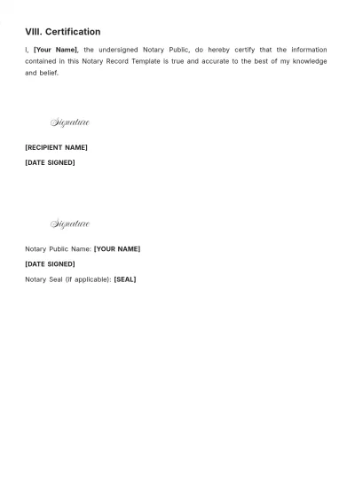 Free Notary Journal for Public Records Template to Edit Online